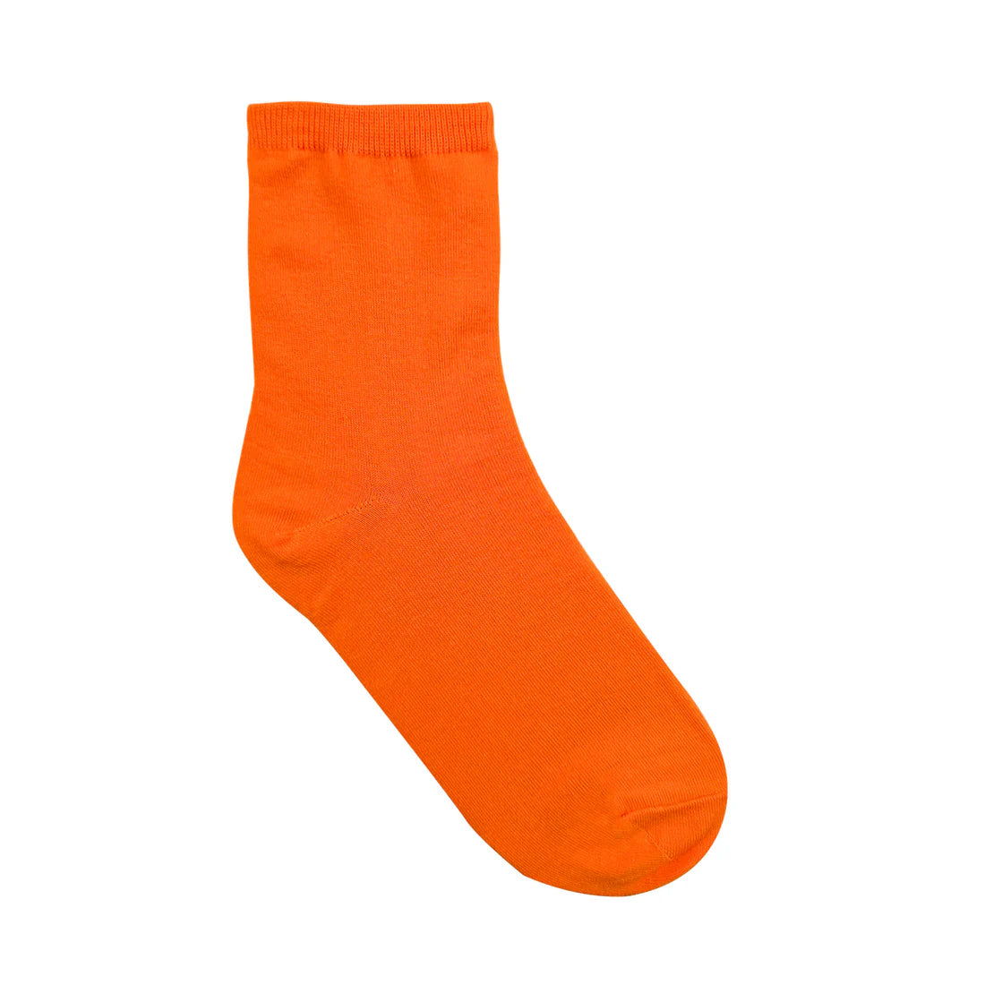 Orange crew sock shown in flatlay