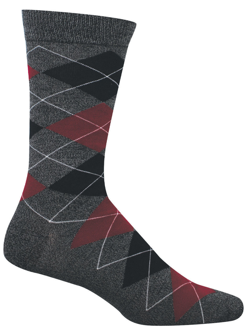 Gray sock with argyle pattern on a white background