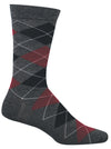 Gray sock with argyle pattern on a white background