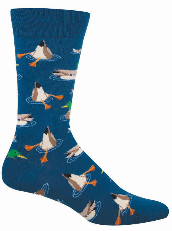 Blue sock featuring diving drakes