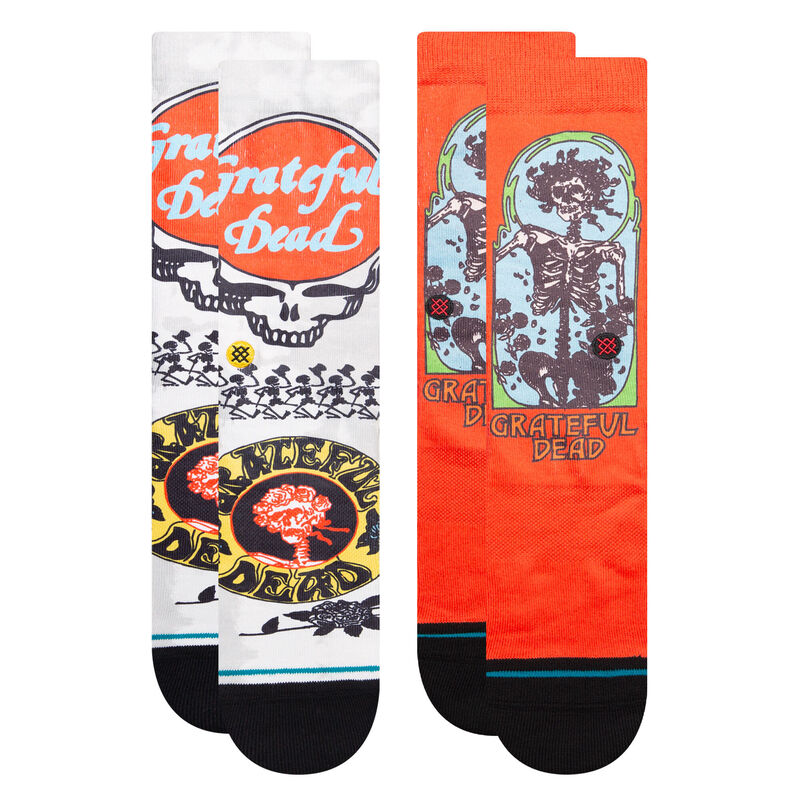 two pairs of officially licensed grateful dead socks featuring art from their iconic album covers