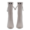 White socks with eyes and 3d arms hold hands