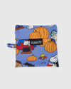 Pouch with Peanuts character design featuring pumpkins on a blue background