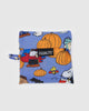 Pouch with Peanuts character design featuring pumpkins on a blue background