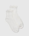 Ankle socks with a lettuce edge ankle shown in flatlay