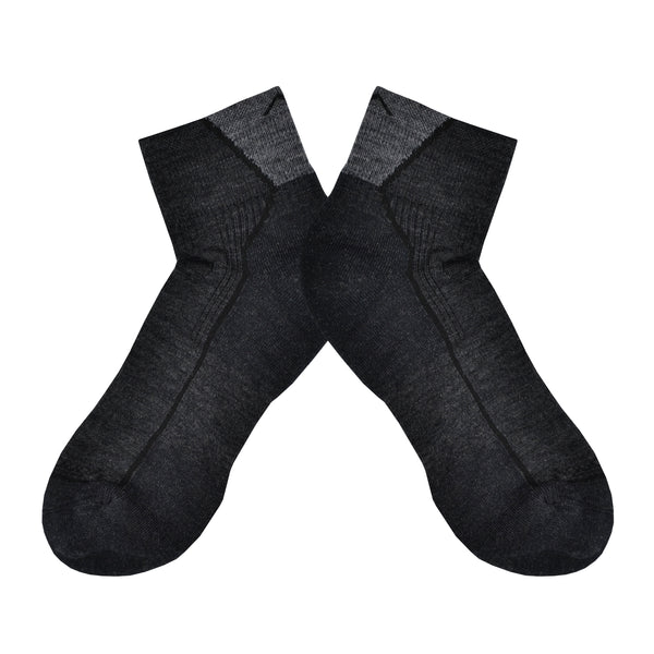 This Darn Tough sock has a 1/4 length sock height that lands just above the ankle, a cushion made of merino wool, and its precision fit means no slips or slides. Each pair of Darn Tough socks comes with a lifetime guarantee that can be redeemed at any time here. The pair shown here is the charcoal.