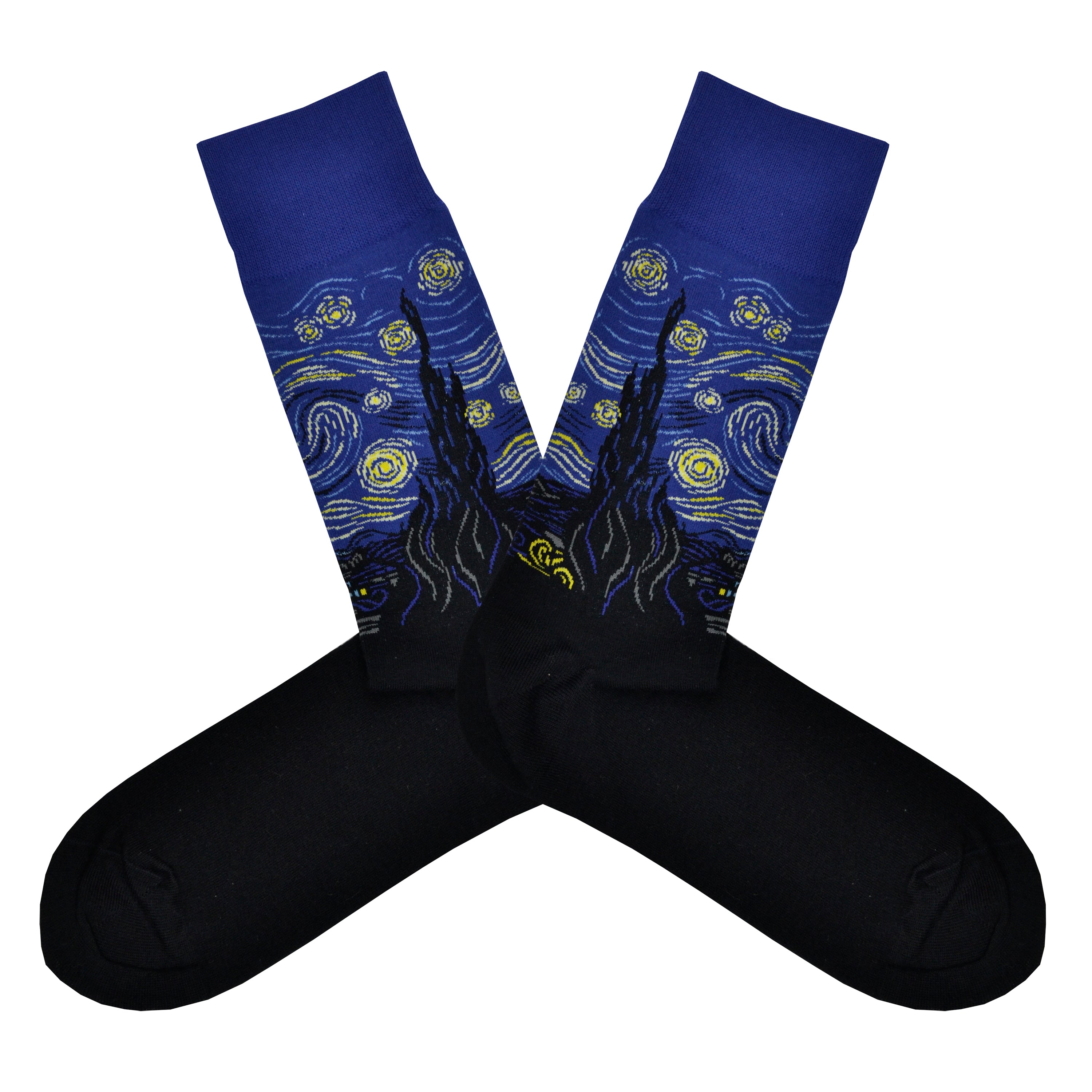 These navy blue cotton men's crew socks by the brand Hot Sox feature the famous 