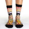 a pair of feet wearing socks printed with the color hindu inspired album art from axis: bold as love